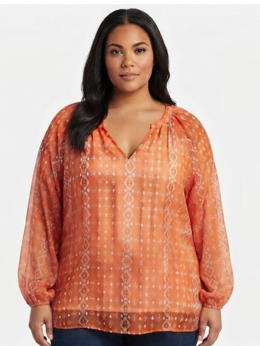 NWT In'Voland Geometric V-Neck Blouse